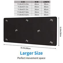 1个黑色背景白色领结鼠标垫，甜美别致简约桌面垫，大号防滑办公及游戏键盘垫 - 長方形 - 查看 3