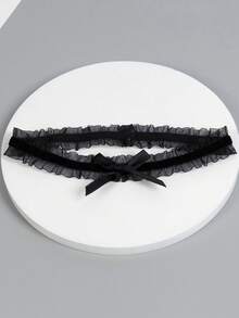 新娘伴娘婚礼丝带蝴蝶结腿套，荷叶边公主风大腿环腿部配饰，性感百搭腿套，可搭配丝袜 - 彩色 - 查看 4