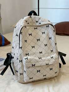 Fashion Solid Color Large Capacity Backpack For Women, Campus Back To School Bookbag For Middle School And College Students, Lightweight Casual Outdoor Travel Vacation Backpacks, Versatile Zipper Closure Daily Commuter Office Backpack - Beige - View 12