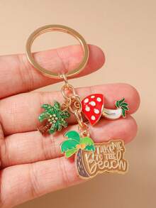 1pc Creative Multi-Color Mushroom, Letter, Coconut Tree, Cactus Keychain, Everyday Carry Key Ring For Women - Multicolor - View 6