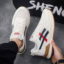 2026春夏男士运动鞋 - 透气网面、防滑、多功能系带休闲跑步鞋 - 米色 - 查看 6