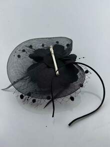 1件女士复古20、30、50年代风格头饰，配有蝴蝶结、花朵和面纱，适合婚礼、下午茶派对等场合。 - 彩色 - 查看 5