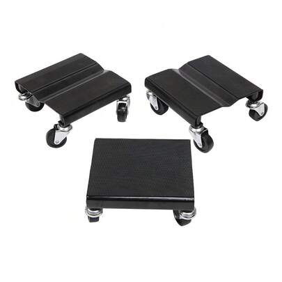 3pcs Snow Mobile Dolly Black Four Casters On Each For Easy 360 Degree Maneuvering 1500 Lbs Load Capacity