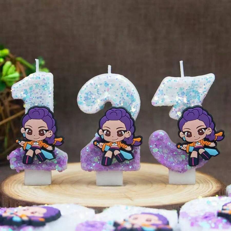 Mattel Cartoon Witch Hunting Team Rumi Cross-Border E-Commerce Exclusive Birthday Candle Number Celebration Cake Party Number Candle - Multicolor - View 1