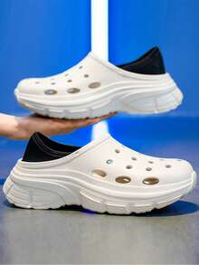 2022 New Men's Thick Sole Elevated Non-Slip Durable EVA One-Piece Comfortable Slide Sandals, Suitable For Driving, Beach, And Casual Wear - White - View 8