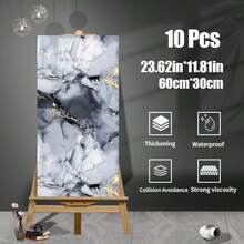 Cycleader [10/20pcs] European Luxury Colorful Marble Ceramic Tile Wall Stickers, Faux Tile Floor Decals, DIY Wall Decor, Peel And Stick, 11.81"X23.62", Home Decor Wallpaper For Bathroom, Toilet, Living Room TV Backdrop, Kitchen Wall Renovation, Removable Non-Adhesive Foam Backing - Multicolor - View 18