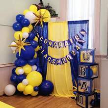 10-Inch Navy Blue, Yellow, White Balloons, Navy Blue, Yellow Latex Balloon Set, Suitable For Boys, Men Birthday, Wedding, Baby Shower, Graduation, Anniversary Party Decoration - Multicolor - View 5