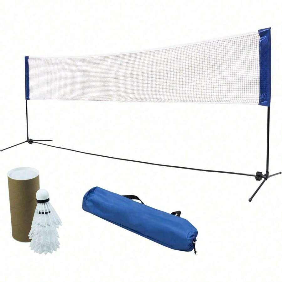 4m Foldable Portable Badminton Volleyball Net Frame Stand, FREE Shuttlecocks And Carry Bag - Blue - View 1