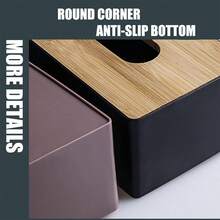 木质纸巾盒套，适用于面巾纸，木盖塑料盒纸巾架，适用于家庭、餐厅、办公室、酒店房间（黑色/白色） - 彩色 - 查看 5