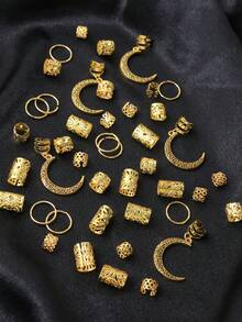 45pcs Women's Braided Hair Accessories Set, Includes Stars, Moons, Hair Clips, Suitable For Holidays, Parties, Daily Wear, Pendants, Gifts, Ramadan, Claw Clips, Hair Slide, Hair Barrettes - Gold - View 5