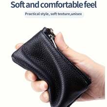 Gran oferta de monederos de cuero genuino para mujer, billeteras cortas con cadena y cremallera, tarjeteros de alta calidad, billeteras para llaves pequeñas para mujer EOHY - Morado - Ver 4