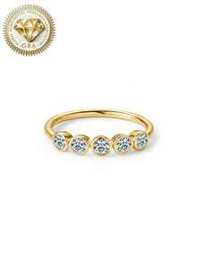 1pc Women's Engagement Ring, 5-Row Bubble Round Ring, 2g S925 Sterling Silver, 0.5 Carat Moissanite, Bohemian, Cute, Engagement, Proposal, Wedding Anniversary, Valentine's Day Gift, Comes With Moissanite Certificate And Elegant Gift Box - 0.5ct Moissanite - View 7