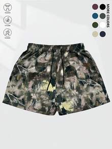 Women's Fashionable Camouflage Style Sports Shorts, Elastic Waistband With Drawstring Design, Suitable For Daily Wear And Workout, Recommended For Gym - Khaki - View 3