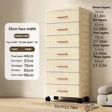 6/5/4/3 Tier Transparent Panel Rolling Multifunctional Storage Drawer - Single Door Foldable Storage Cabinet - Plastic Drawer Storage Rack, Space-Saving Kitchen Storage Rack For Snacks, Beverages, Books, Clothes, Suitable For Kitchen, Living Room, Study, Bathroom