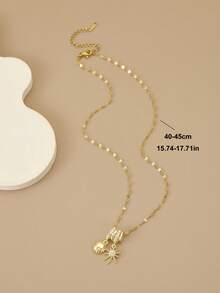 1pc Cute Sun & Star Stainless Steel Necklace For Women, Gold Necklace, Gold Jewelry, Women's Jewelry, Summer, Beach, Valentine's Day, Carnival, Birthday Gift, Gift For Lover - Sun and Stars - View 3