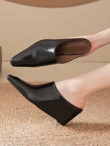 Giày đế xuồng mũi vuông màu đen, thanh lịch, đa năng, phù hợp cho kỳ nghỉ, tiệc tối, phong cách đường phố, công sở, trang phục thường ngày, thời trang tối giản kiểu Âu Mỹ dành cho nữ. - màu đen - Xem 5