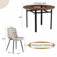 Dining Table & Chair Sets - Brown+Black + Warm Grey + Glass+Metal + PU Leather + Seats 4 - View 5