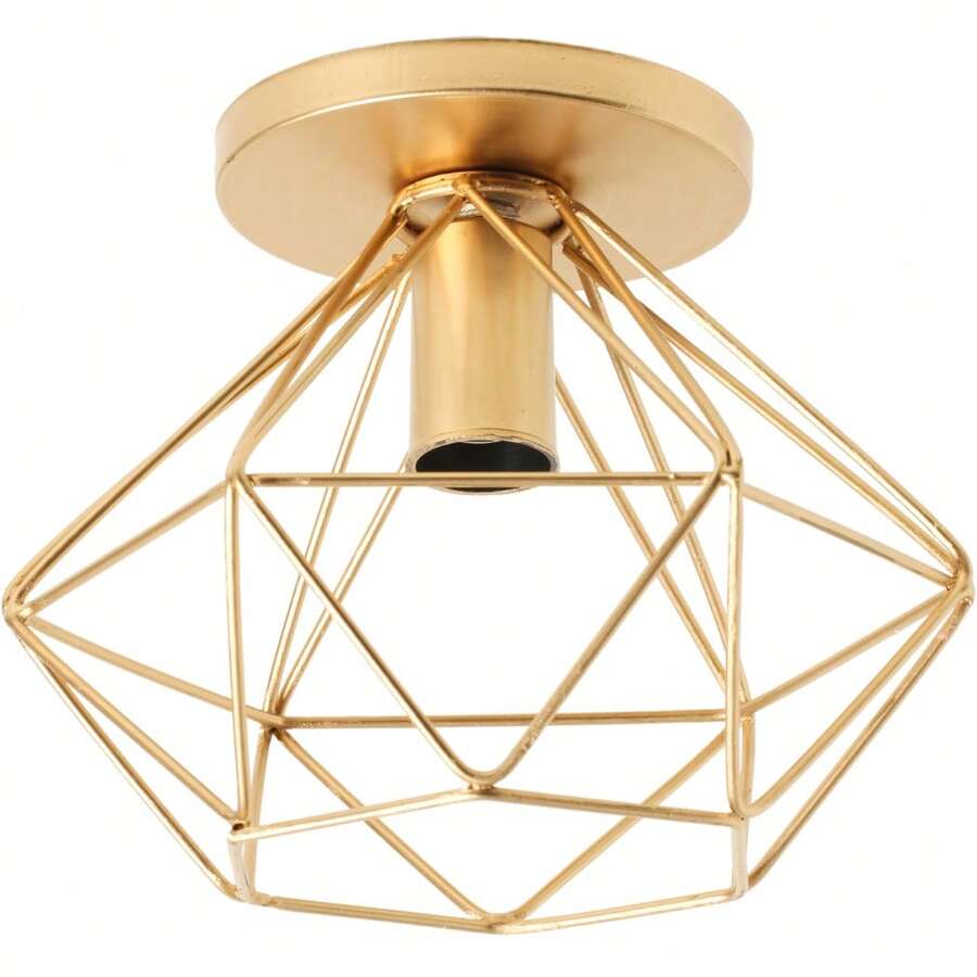 Paflon Ceiling Light Industrial Retro Wire Diamond Round Light Fixture - 金色 - 查看 1