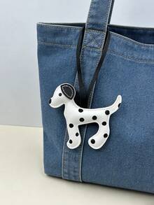 手工制作可爱卡通斑点狗吊坠装饰，柔软PU皮革狗狗饰品，可调节挂绳，包包/文具盒挂件，背包装饰，手工钥匙扣挂件，返校背包配件 - 彩色 - 查看 9