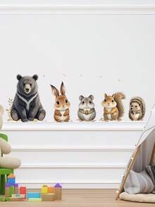 Animal Bear Rabbit Hamster Hedgehog Pattern Self-Adhesive Wall Paper PVC For Bedroom Living Room Decor Spring Refreshment Fashionable New - Multicolor - View 1