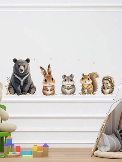 Animal Bear Rabbit Hamster Hedgehog Pattern Self-Adhesive Wall Paper PVC For Bedroom Living Room Decor Spring Refreshment Fashionable New