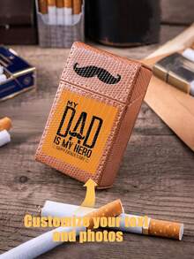 1个个性化小礼品烟盒，迷人的杏色蜥蜴纹PU皮革烟盒，可容纳20支香烟，加厚翻盖设计，可定制照片和文字，是情人节、男士生日、节日、父亲节送给男友的完美礼物。 - 杏黃色 - 查看 1