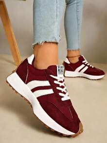 Retro Thick Sole Sneakers, Thickened Upper, Suitable For Running, Women - 紅色 - 查看 3