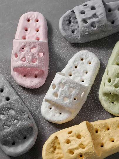 Badrumstofflor, andningsbara snabbtorkande ihåliga duschsandaler med halkskydd, tysta hotelltofflor i EVA för inomhusbruk för alla årstider