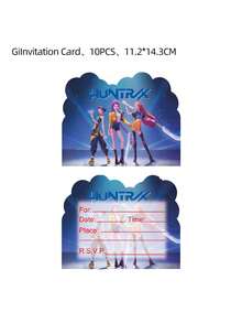 asmodee 4款10张可爱卡通动漫主题派对邀请卡，动漫人物贺卡，K-POP主题派对邀请函 - 彩色 - 查看 6