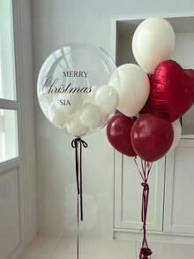 10英寸/30个勃艮第酒红色气球，闪亮情人节气球，金色金属色，白色乳胶气球，适用于情人节、婚礼等场合。 - 彩色 - 查看 5