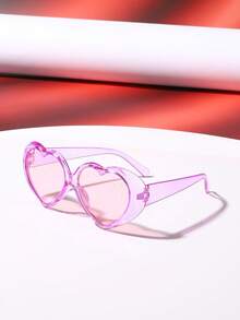 1副女士心形时尚眼镜，闪亮粉色镜片，轻盈聚碳酸酯镜框，适合节日活动，附眼镜盒 - 彩色 - 查看 5
