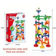 Juego de 74 piezas de bloques de construcción de laberinto para niños - Incluye sistema de pista de carreras de bolas, juego de laberinto y componentes de construcción de pistas complejas. Juguete educativo STEM interactivo para padres e hijos en interiores - Regalo de cumpleaños ideal para niños y niñas de 3+ años (Colores y estilos de accesorios aleatorios) - Multicolor - Ver 11