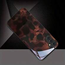 Brown And Black Mottled Pattern Phone Case, Premium Glass Material, Compatible With S25, S24, S23, S22, S21, S20, And A-Series Models, Compatible With IPhone 17, 16, 15, 14, 13, 12, 11 Pro Max, Perfect For Valentine's Day Gifts. - 黑色 - 查看 4