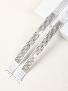 2 Pcs Plus Size Extended Rhinestone Bra Straps Elegant Lengthened Shoulder Straps For Evening Gown Party Dress - Multicolor - View 7