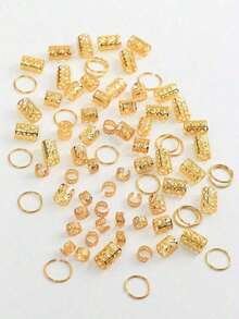 80pcs Gold-Color Dreadlocks Hair Rings Set Braiding Design Headwear Accessories Adjustable Hairband Women And Girls - Kaneko - Xem 2