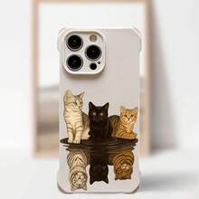 Cats Reflection Quote Believe Possible フォーコーナー ランヤード電話ケース Apple  12 Pro 7 Plus XS Max SE (2022) XR 11 15 X 16 8 13 14 (2020)を使う、モバイルアクセサリー、電話の保護、引用デザイン、スタイリッシュなカバー、しなやかなシェル、耐久性のある材料、軽量カバー、カバー、猫ちゃん家、ギフトショッパー - ミルキーホワイト1 - チェックする 10