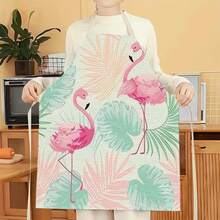 1pc Flamingo Pattern Apron, Creative Funny Fashion Printed Home Cleaning Apron, Easy To Clean Kitchen Cooking Apron, Creative Home Apron - Multicolor - View 10
