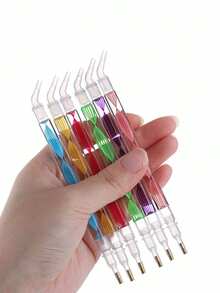 彩色钻石画笔套装，5D点钻笔，马赛克十字绣配件及工具，适合手工爱好者 - 彩色 - 查看 5