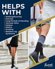 3 pares de calcetines de compresión de 20 a 30 mmHg - Calcetines de compresión para mujeres y hombres | correr, atletismo, viajes, enfermeras - Patrones de naturaleza (montañas/árboles/puesta del sol) - 3 pares - Ver 8
