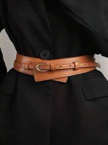 Casual Fashion Versatile Solid Color Buckle Belt, Random Delivery Fall, Autumn, Halloween - Coffee Brown - View 7