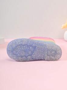 Kids Glitter Rainbow Mid-Calf Boots, Cute Fashion Rain Boots For Playdates & Outings - Baby Pink - View 8