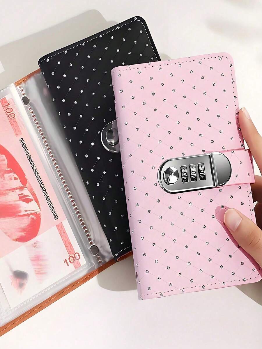 1pc Password Locked Piggy Bank, 6 Color Options, Transparent Layer For Cash Storage, Girly Aesthetic Savings Ledger, Accounting Notebook, Gift For Friends, Vintage Style Long Wallet - Slim, Large Capacity, Multi-Pocket Clutch Purse, Solid Color Faux Leather Wallet, Suitable For Daily Use, Coin Purse