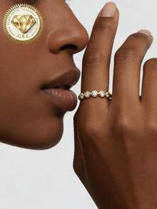 1pc Women's Engagement Ring, 5-Row Bubble Round Ring, 2g S925 Sterling Silver, 0.5 Carat Moissanite, Bohemian, Cute, Engagement, Proposal, Wedding Anniversary, Valentine's Day Gift, Comes With Moissanite Certificate And Elegant Gift Box - 0.5ct Moissanite - View 6