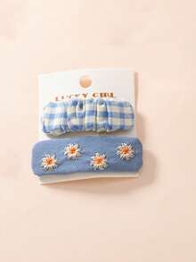 2pcs/Set Fabric Flower Embroidered Hair Clips, Sweet & Cute Girls' Bangs BB Clips, Water Drop Barrettes Suitable For Daily Wear - Multicolor - View 12