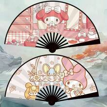 Sanrio 1pc Cute Cartoon Non-Woven Fabric Handheld Foldable Fan, Summer Essential Cooling Collectible, 2 Different Styles (Including Hello Kitty, Kuromi, Ginger Dog, Melody Etc., Some Styles Shipped Randomly), Party Favor - Multicolor - View 9