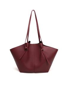 Dedoo Fashionable Large Capacity Trapezoid Design Lock Closure Women's Shoulder Bag, Luxury PU Leather Tote Handbag, High-Quality Underarm Bag - Red - View 8