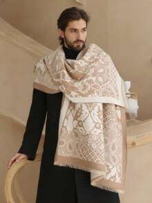 1pc Men's Minimalist Geometric Jacquard Faux Cashmere Warm Scarf, Fashion Versatile For Office, Street, Autumn/Winter, Suitable For Daily Matching - Multicolor - View 7