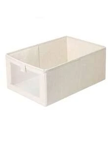 1pc Rectangular Home Storage Box, Visible Storage Bag With Window - Multipurpose Storage Container For Clothes, Socks, Underwear, Toys, Crafts, Books, School Supplies, Snacks - Beige - View 13