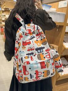 Bộ 3 món đồ dùng học tập phong cách tối giản mới, dung tích lớn, nhiều ngăn, họa tiết hoạt hình xe hơi dễ thương, gồm ba lô, túi đeo hông và túi đựng đồ, chất liệu nylon, khóa kéo kín, thích hợp cho trường học, hoạt động ngoài trời, thể thao, du lịch, cắm trại và sử dụng hàng ngày. - Nhiều màu - Xem 6