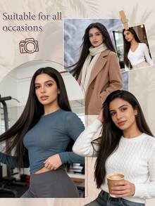 3pcs Brown 22-Inch Heat Resistant Synthetic Fiber Hair Clips & Ties, Suitable For Women Party And Daily Use - Brown - View 11